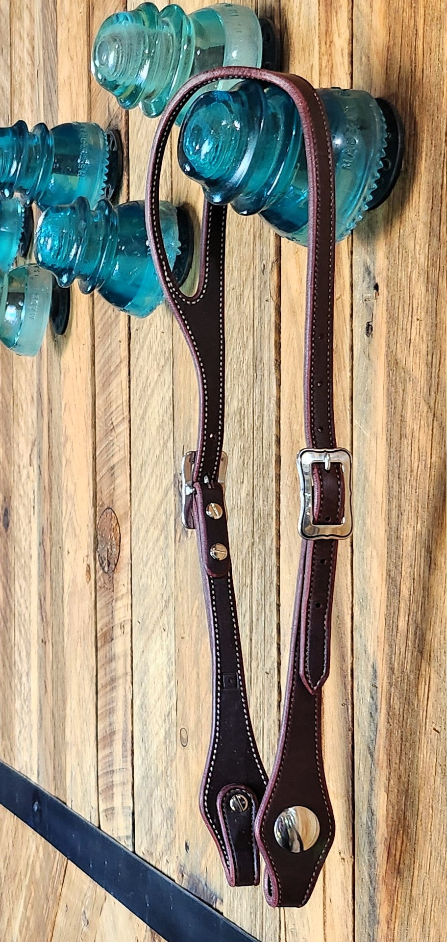 Split Ear Headstall, Latigo w/Stainless Hardware