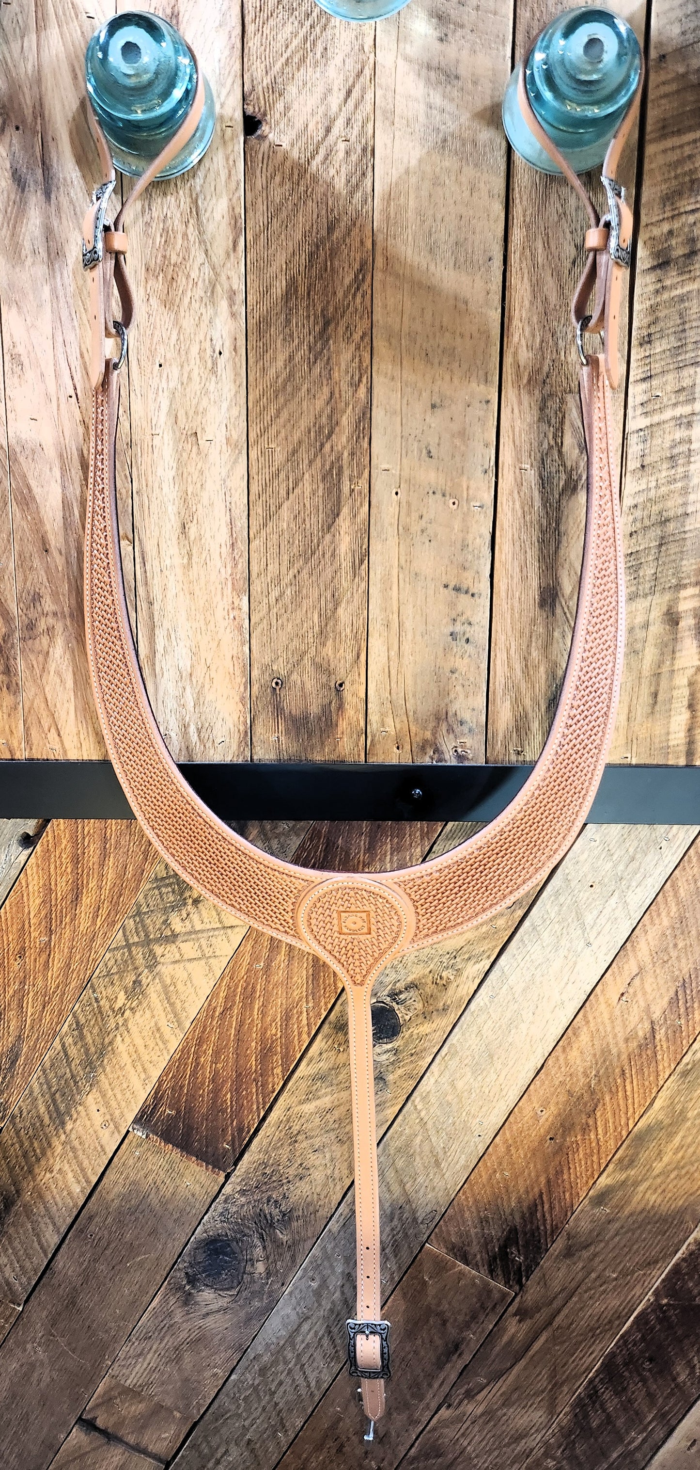 Basket Stamped Martingale w/Floral Stainless Hardware