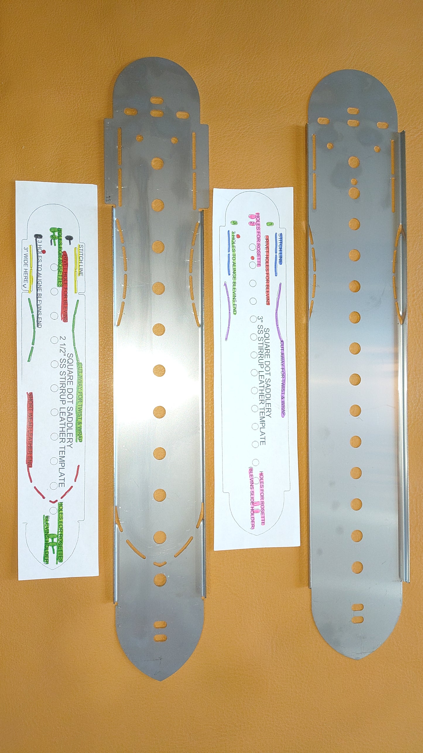 Stirrup leather templates stainless steel 2½" & 3"