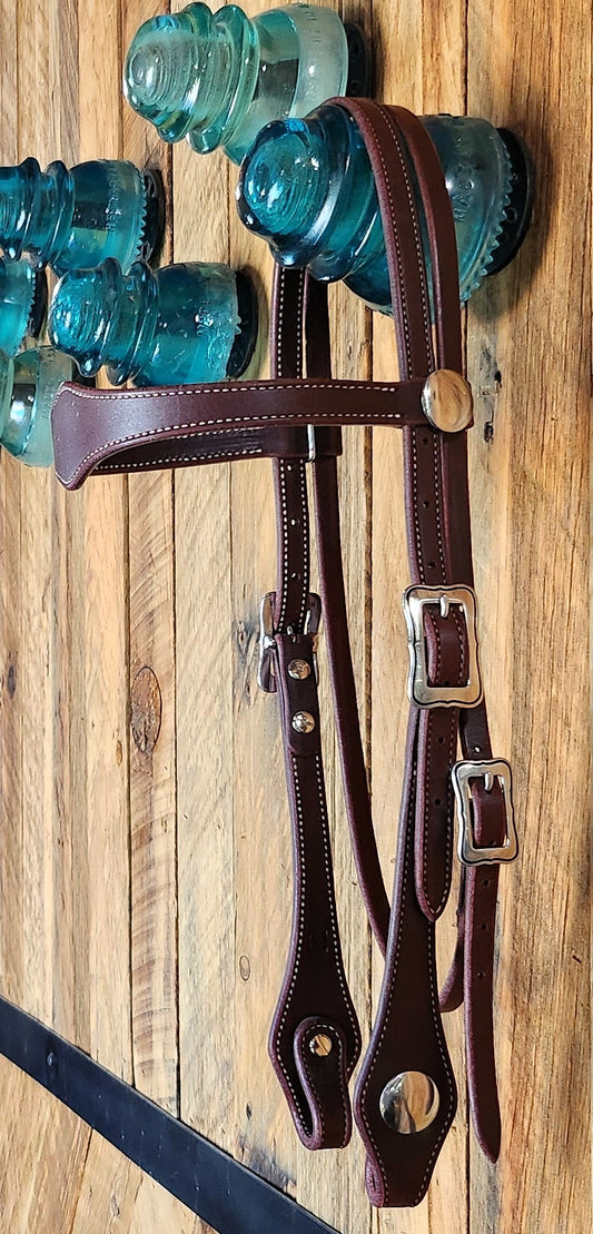 Browband Headstall, Latigo w/ Stainless Hardware