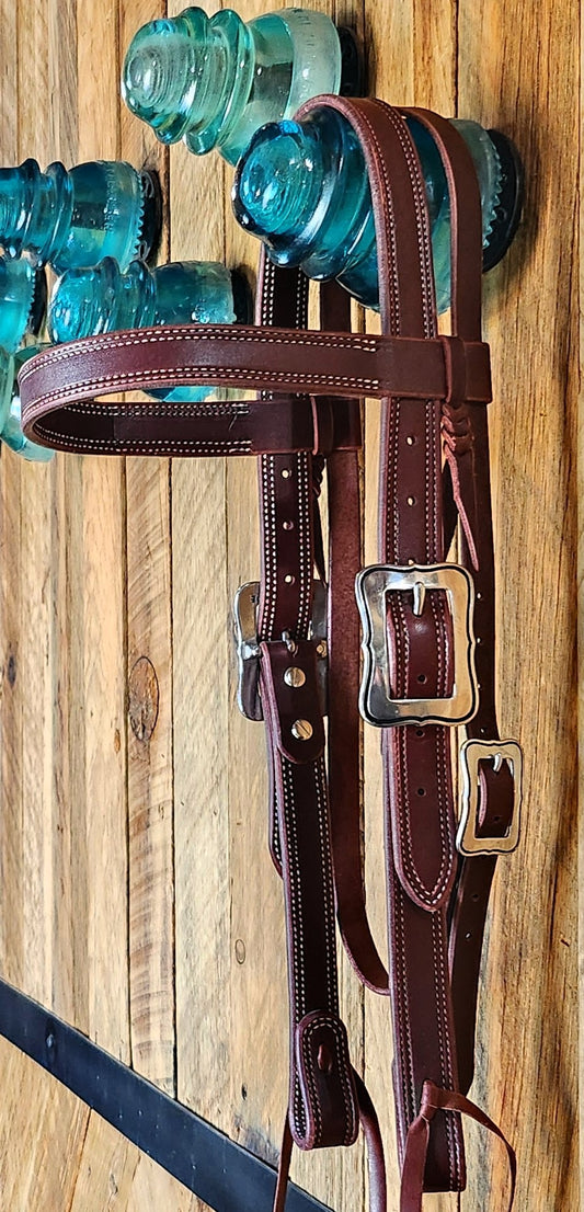 Snaffle Bit Headstall, Latigo w/Stainless Hardware
