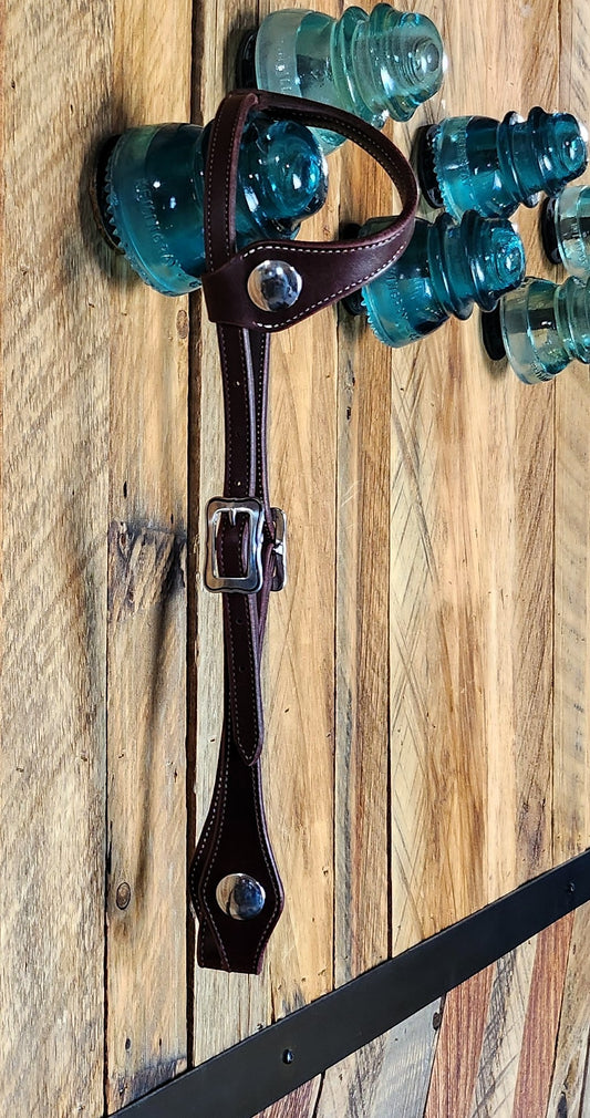 Sliding Ear Headstall, Latigo w/Stainless Hardware