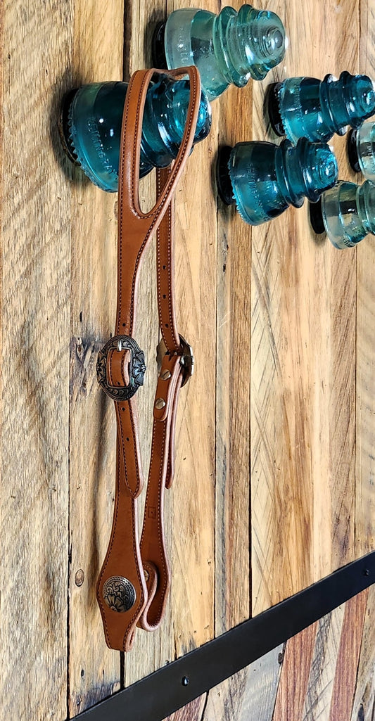 Split Ear Headstall, Bridle Leather w/Bronze Hardware