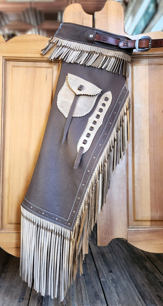 Armitas, Two Tone, Chestnutt w/ Tan Fringe and Pockets