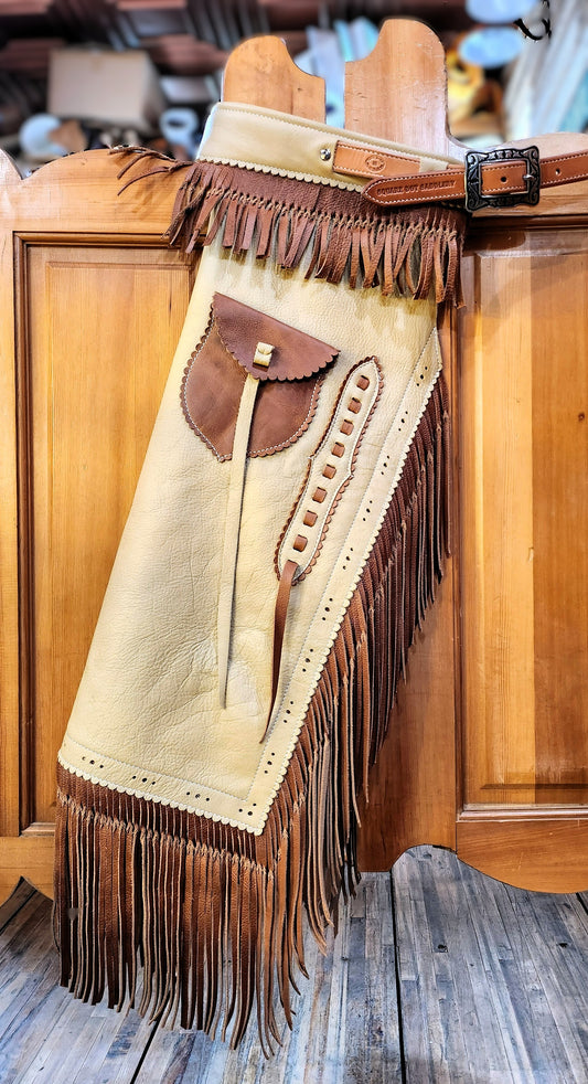 Armitas, Two Tone, Butter w/ Tobacco Fringe and Pockets, left side