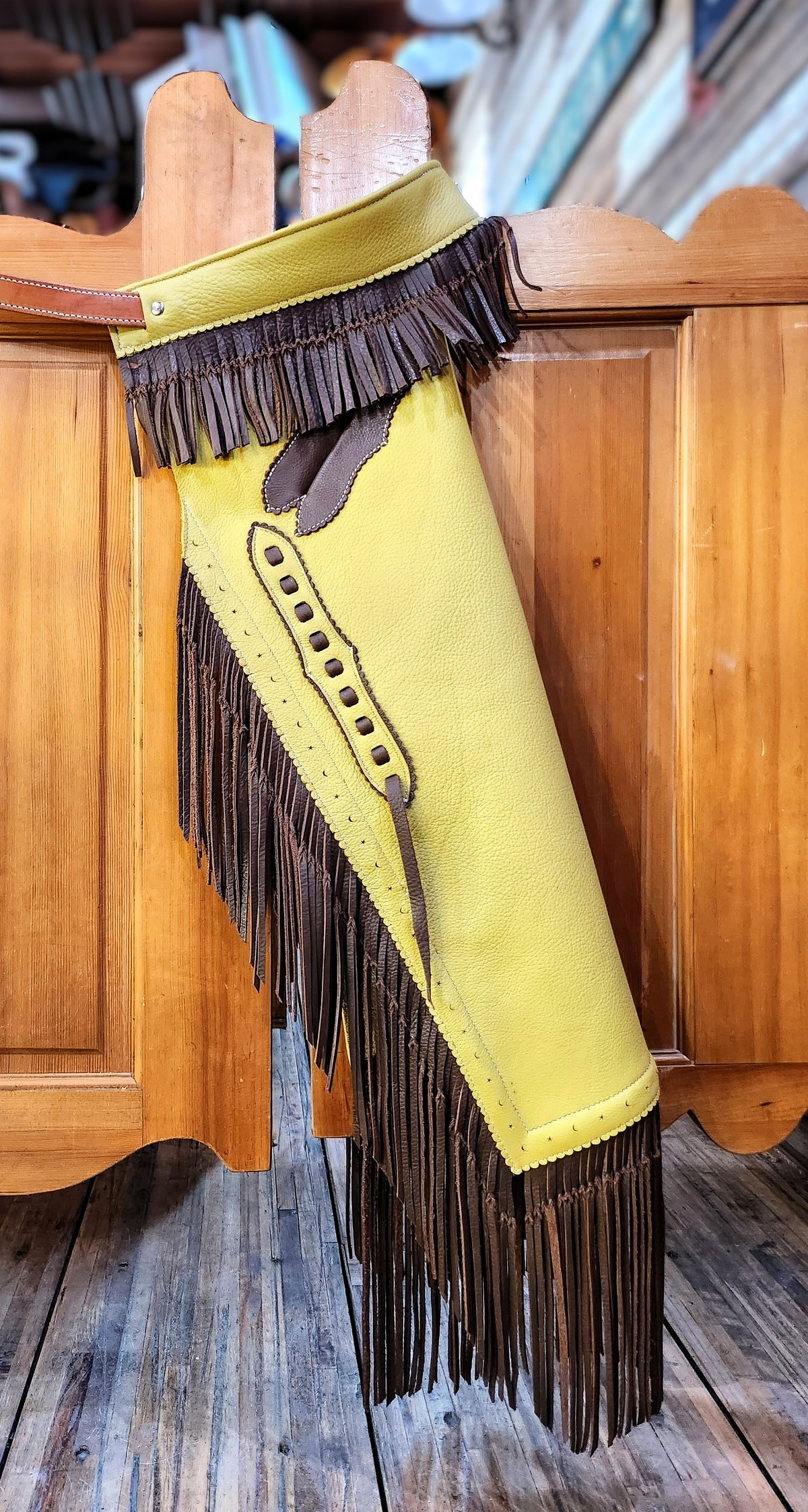 Armitas, Two Tone, Bucktan w/ Cocoa Fringe and Pockets, right side