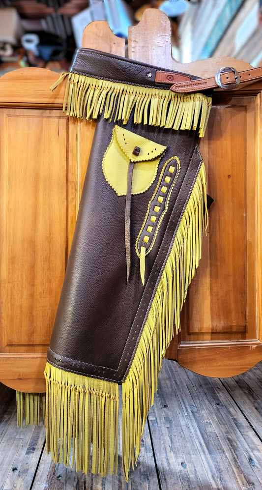 Armitas, Two Tone, Cocoa w/ Bucktan Fringe and Pockets, Left Side