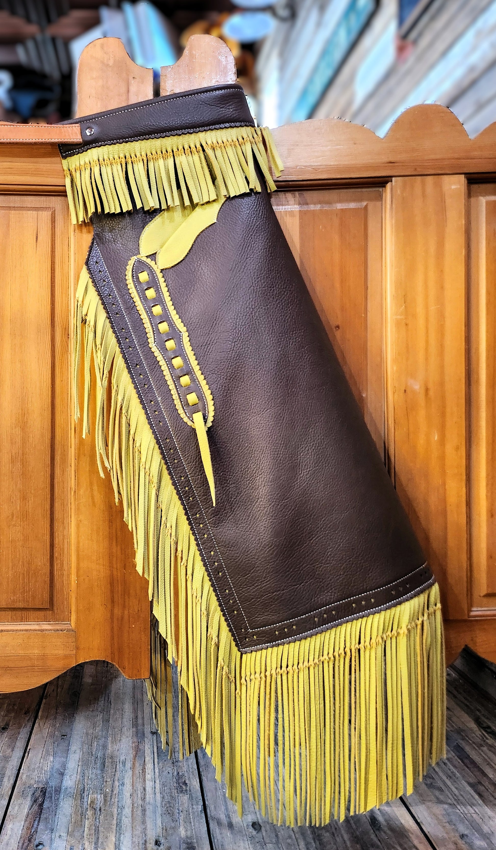 Armitas, Two Tone, Cocoa w/ Bucktan Fringe and Pockets, right side