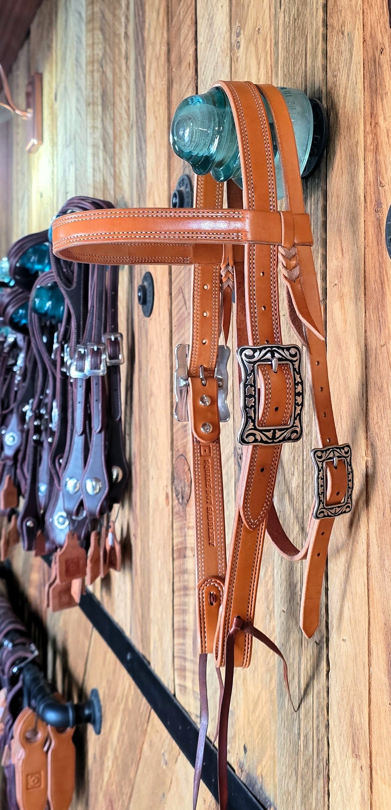 Snaffle Bit Headstall, Floral Stainless Hardware, left side