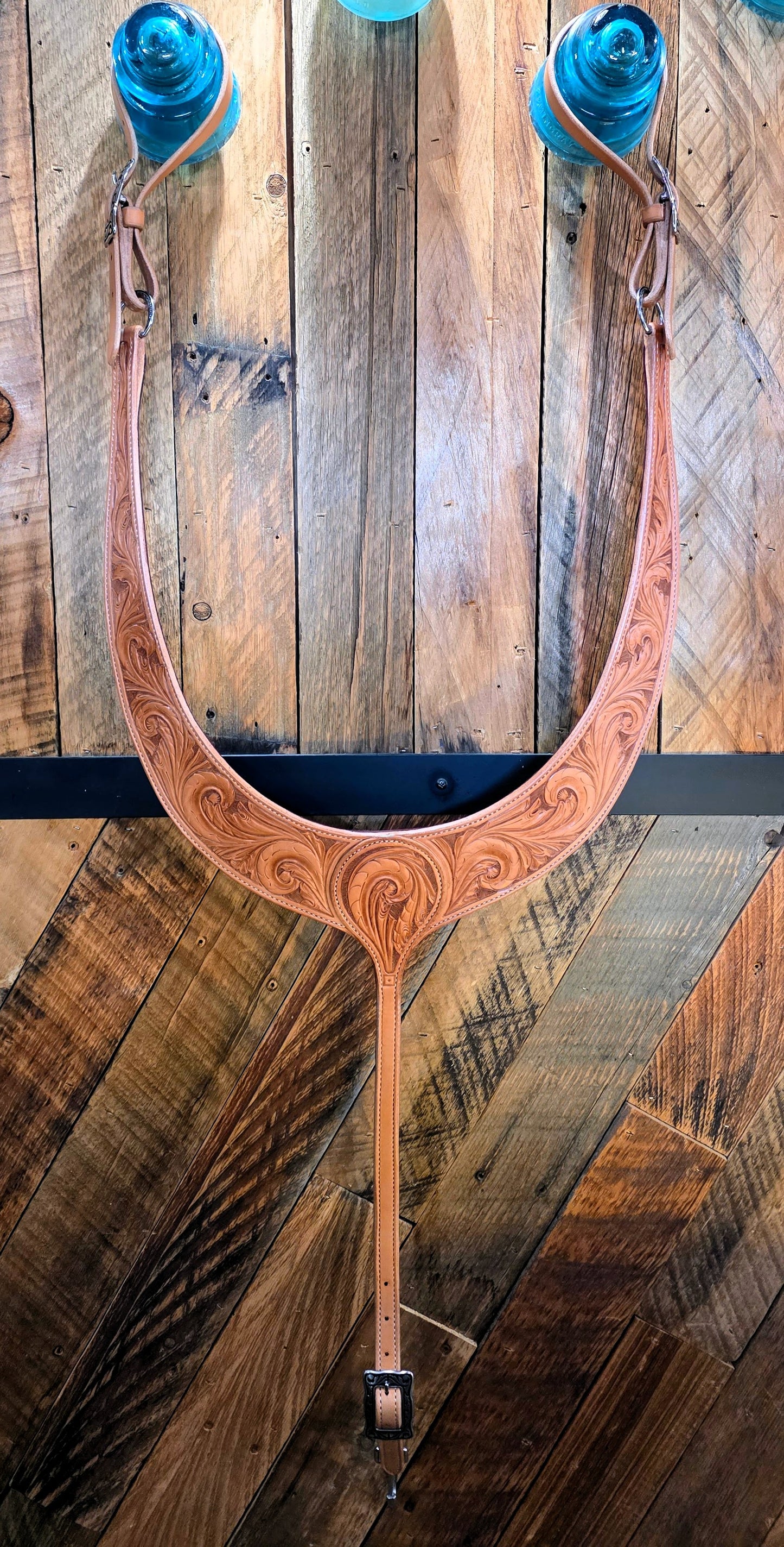 Carved Martingale, w/ Floral Stainless Hardware
